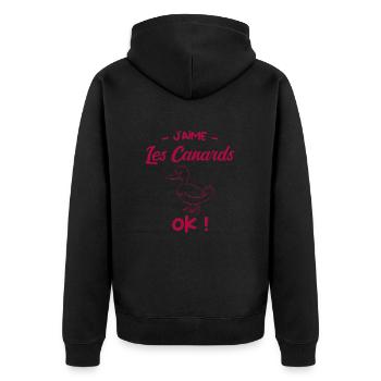 J’aime les canards ok ?! - Veste à capuche bio Premium Unisexe - noir - Dos - Nico (187cm)
