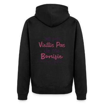 Je ne vieillis pas cadeau - Veste à capuche bio Premium Unisexe - noir - Dos - Nico (187cm)