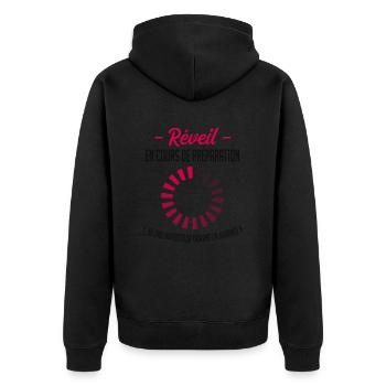 Réveil en cours de chargement ! - Veste à capuche bio Premium Unisexe - noir - Dos - Nico (187cm)