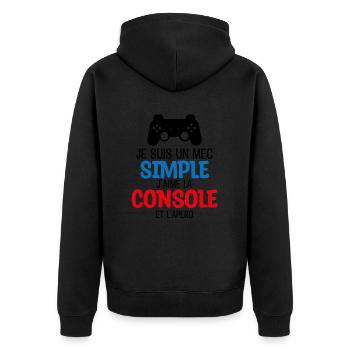 console et apéro - Veste à capuche bio Premium Unisexe - noir - Dos - Nico (187cm)