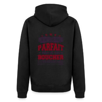 Je Ne Suis Pas Parfaite Mais Je Suis Boucher !! - Veste à capuche bio Premium Unisexe - noir - Dos - Nico (187cm)