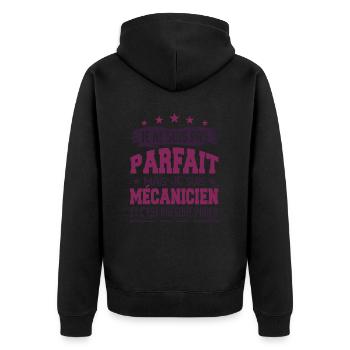 Je ne suis pas parfait je suis mécanicien humour - Veste à capuche bio Premium Unisexe - noir - Dos - Nico (187cm)