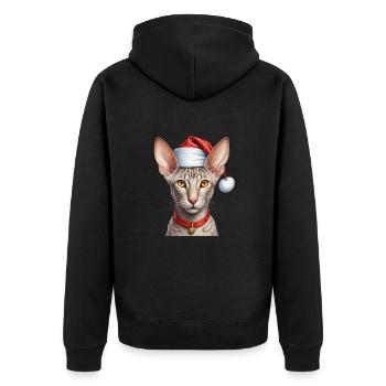 Weihnachten orientalische Kurzhaarkatze - Unisex Premium Bio Zip Hoodie - Schwarz - Hinten - Nico (187cm)