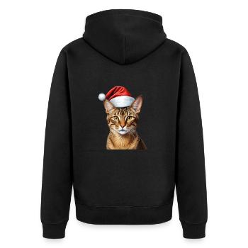 Weihnachten Abessinier Katze - Unisex Premium Bio Zip Hoodie - Schwarz - Hinten - Nico (187cm)