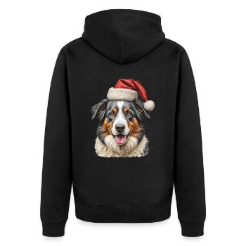Chien Border Collie de Noël - Veste à capuche bio Premium Unisexe - noir - Dos - Nico (187cm)