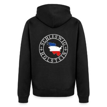 Schleswig-Holstein - Unisex Premium Bio Zip Hoodie - Schwarz - Hinten - Nico (187cm)