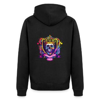 Junggesellen 2024 Totenkopf Krone Jga - Unisex Premium Bio Zip Hoodie - Schwarz - Hinten - Nico (187cm)