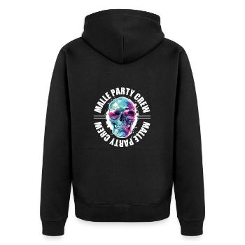 Malle Party Crew Skelett Mallorca - Unisex Premium Bio Zip Hoodie - Schwarz - Hinten - Nico (187cm)