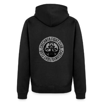 Chechnya Fight Club Sport | Chechen Martial Arts - Unisex Premium Bio Zip Hoodie - Schwarz - Hinten - Nico (187cm)