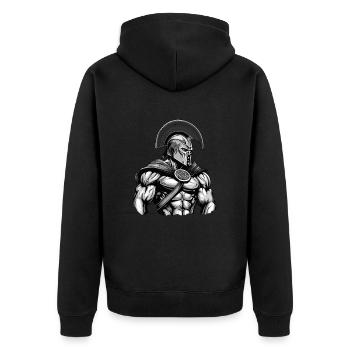 Spartan Gladiator Muscles - Unisex Premium Organic Zip Hoodie - black - Back - Nico (187cm)