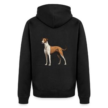 Greyhound Hund Tier - Unisex Premium Bio Zip Hoodie - Schwarz - Hinten - Nico (187cm)