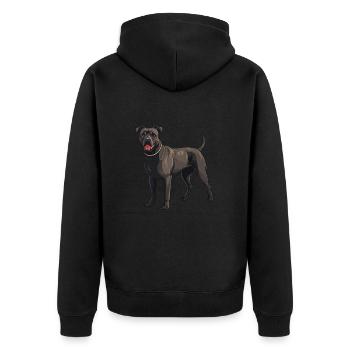 Staffordshire Bull Terrier Hund Tier - Unisex Premium Bio Zip Hoodie - Schwarz - Hinten - Nico (187cm)