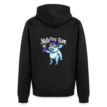 Malle Party Team Sau Mallorca - Unisex Premium Bio Zip Hoodie - Schwarz - Hinten - Nico (187cm)