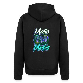 Malle Modus Monkey Beer Party Mallorca - Unisex Premium Organic Zip Hoodie - black - Back - Nico (187cm)