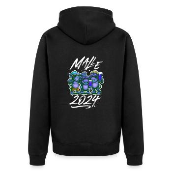 Malle 2024 Affe Bier Party Mallorca - Unisex Premium Bio Zip Hoodie - Schwarz - Hinten - Nico (187cm)