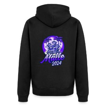 Malle 2024 Affe Mallorca Team Bier - Unisex Premium Bio Zip Hoodie - Schwarz - Hinten - Nico (187cm)