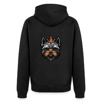 Yorkshire Terrier Hund Krone - Unisex Premium Bio Zip Hoodie - Schwarz - Hinten - Nico (187cm)