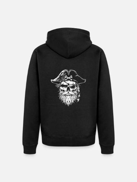 Pirate Skull - Unisex Premium Organic Zip Hoodie - black