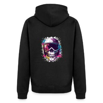 Ski Skull Ski Goggles - Unisex Premium Organic Zip Hoodie - black - Back - Nico (187cm)