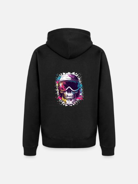 Ski Skull Ski Goggles - Unisex Premium Organic Zip Hoodie - black