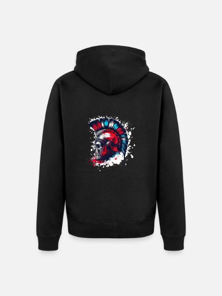 Spartan Skull Helmet - Unisex Premium Organic Zip Hoodie - black