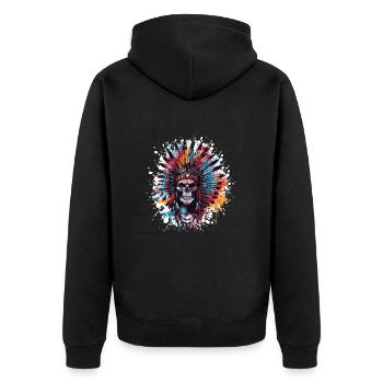 Crâne de chef indien - Veste à capuche bio Premium Unisexe - noir - Dos - Nico (187cm)