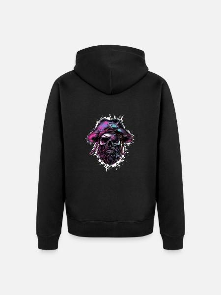 Pirate Skull Captain - Unisex Premium Organic Zip Hoodie - black