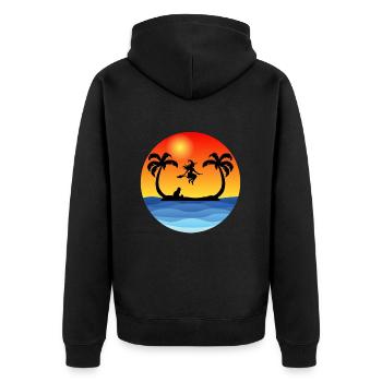 Hexe auf der Insel - Unisex Premium Bio Zip Hoodie - Schwarz - Hinten - Nico (187cm)
