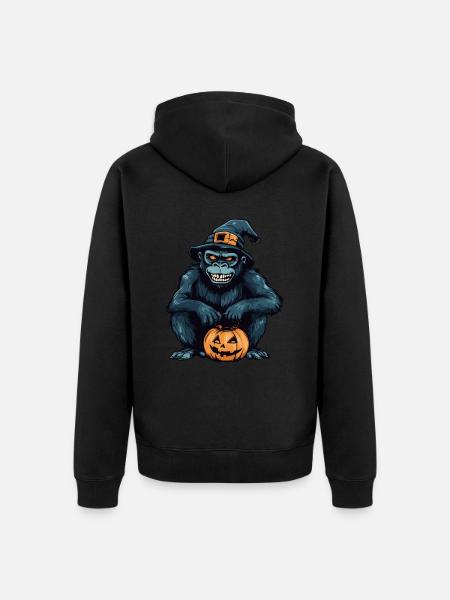 Gorilla Halloween Zombie - Unisex Premium Organic Zip Hoodie - black