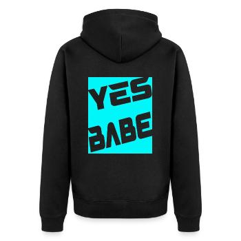 Yes Babe - Unisex Premium Bio Zip Hoodie - Schwarz - Hinten - Nico (187cm)