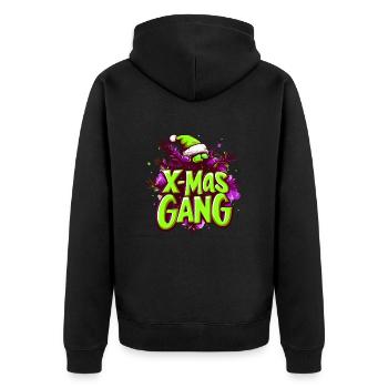 X-Mas Gang Weihnachten Team - Unisex Premium Bio Zip Hoodie - Schwarz - Hinten - Nico (187cm)