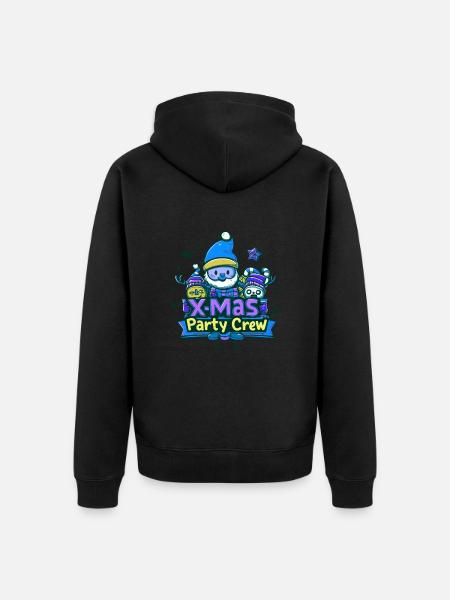 X-Mas Party Crew Christmas Saying - Unisex Premium Organic Zip Hoodie - black