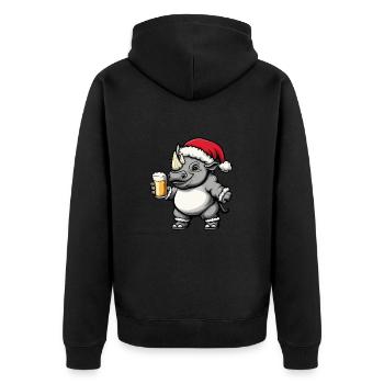 Rhino Noël bière drôle - Veste à capuche bio Premium Unisexe - noir - Dos - Nico (187cm)