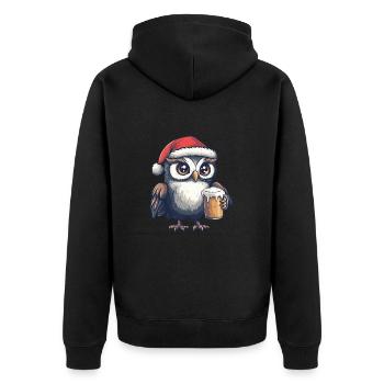 Eule Weihnachten Bier Lustig - Unisex Premium Bio Zip Hoodie - Schwarz - Hinten - Nico (187cm)