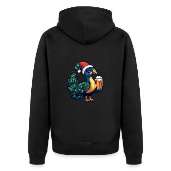 Peacock Bird Bière de Noël Drôle - Veste à capuche bio Premium Unisexe - noir - Dos - Nico (187cm)