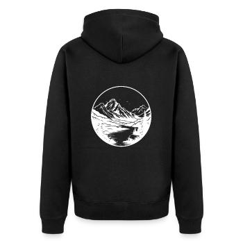 Berge Symbol - Unisex Premium Bio Zip Hoodie - Schwarz - Hinten - Nico (187cm)