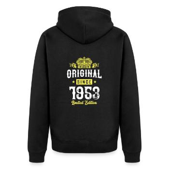 1953 limited edition - Unisex Premium Bio Zip Hoodie - Schwarz - Hinten - Nico (187cm)