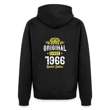 1966 limited edition - Unisex Premium Bio Zip Hoodie - Schwarz - Hinten - Nico (187cm)