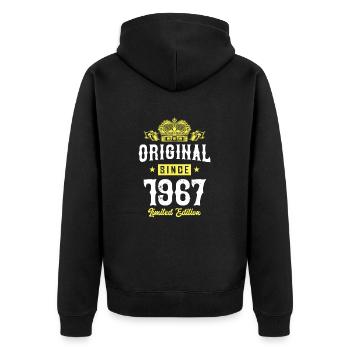 1967 limited edition - Unisex Premium Bio Zip Hoodie - Schwarz - Hinten - Nico (187cm)