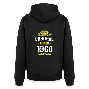 1968 limited edition - Unisex Premium Bio Zip Hoodie - Schwarz - Hinten - Nico (187cm)