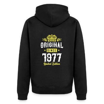 1977 Limited Edition - Unisex Premium Organic Zip Hoodie - black - Back - Nico (187cm)