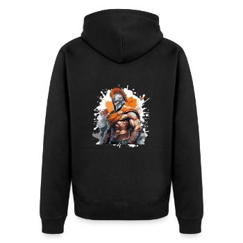 Spartan Muscles Gladiator Gym - Unisex Premium Organic Zip Hoodie - black - Back - Nico (187cm)