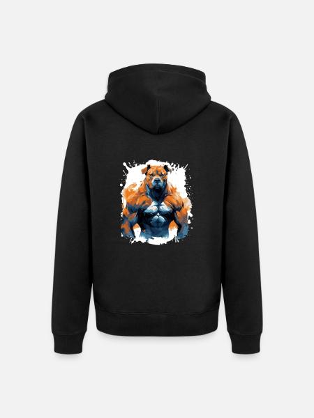Dog Pit Muscles Bodybuilding Beast - Unisex Premium Organic Zip Hoodie - black