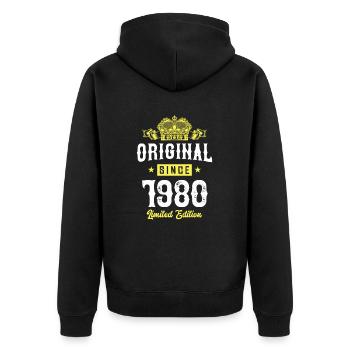1980 Édition limitée - Veste à capuche bio Premium Unisexe - noir - Dos - Nico (187cm)