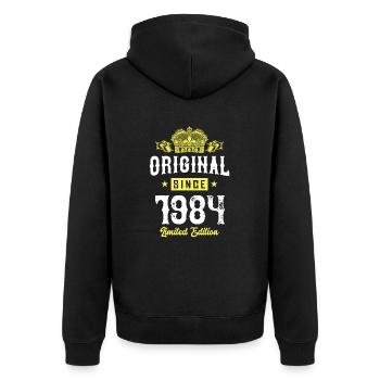 1984 limited edition - Unisex Premium Bio Zip Hoodie - Schwarz - Hinten - Nico (187cm)