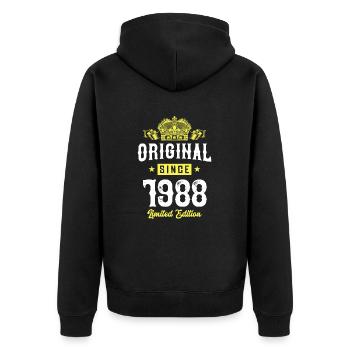 1988 limited edition - Unisex Premium Bio Zip Hoodie - Schwarz - Hinten - Nico (187cm)