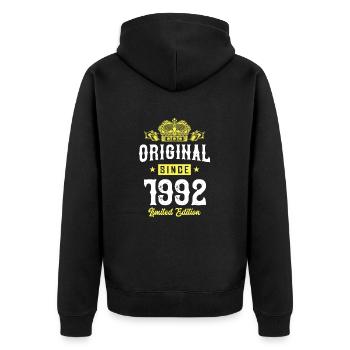 1992 Limited Edition - Unisex Premium Organic Zip Hoodie - black - Back - Nico (187cm)
