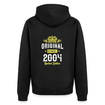 2004 limited edition - Unisex Premium Bio Zip Hoodie - Schwarz - Hinten - Nico (187cm)
