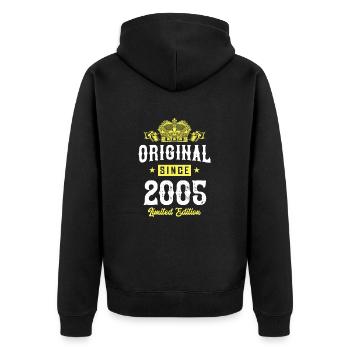 2005 limited edition - Unisex Premium Bio Zip Hoodie - Schwarz - Hinten - Nico (187cm)