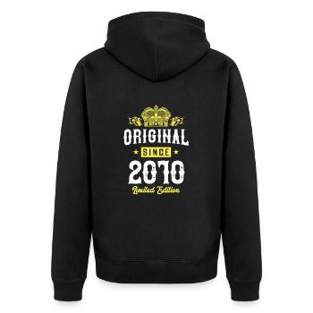 2010 limited edition - Unisex Premium Bio Zip Hoodie - Schwarz - Hinten - Nico (187cm)